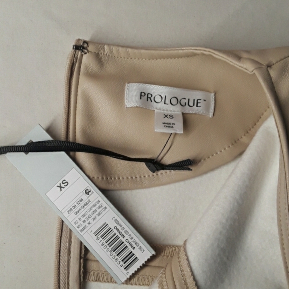 PROLOGUE Tan Faux Leather Sheath Dress X-Small NWT - Picture 5 of 8